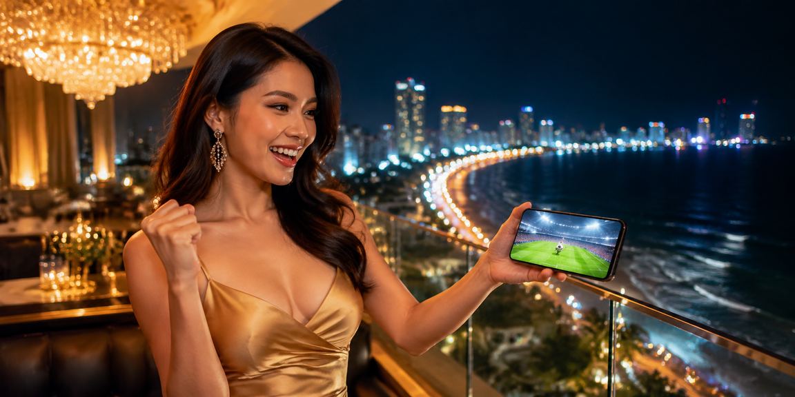 Người dùng xem trò chơi mới trên điện thoại tại bãi biển Đà Nẵng, giao diện hiển thị rõ nét